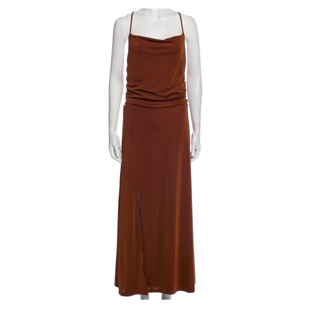 NWT Jason Wu Brown Satin Maxi Dress